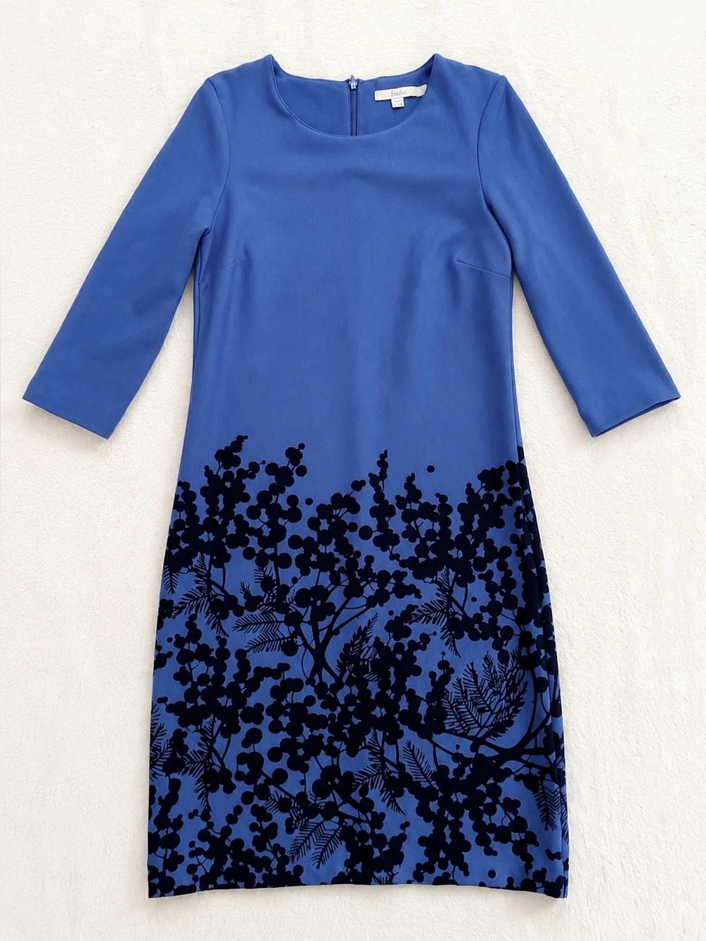 Boden Lily Ponte Sheath Dress Blue Black Floral Print Size 6